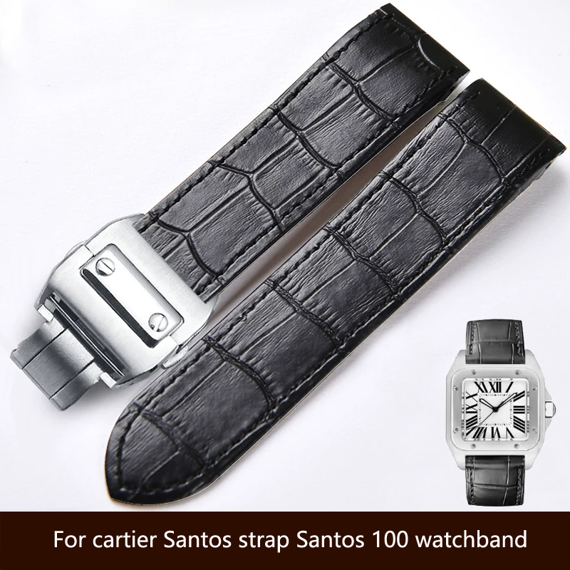 Cartier Watch Santos - 고품질 천연 가죽 시계줄, 20mm 및