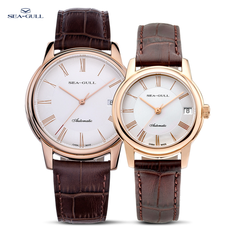 Omega Watch Constellation - Seagull-남성용 기계식 시계, 세련된 미니멀리스트 가죽